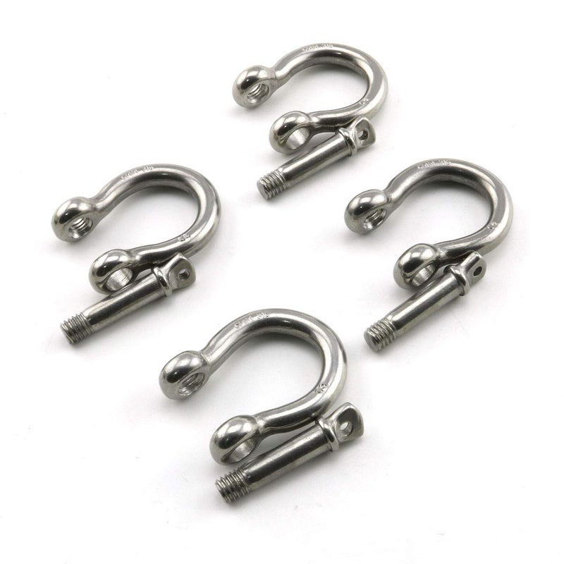 Heyous 4pcs 1/4 Inch 6mm Screw Pin Anchor Shackle Stainless Steel Heavy Duty Bow Shape Load Clamp for Chains Wirerope Lifting Paracord Outdoor Camping Survival Rope Bracelets - Image 5